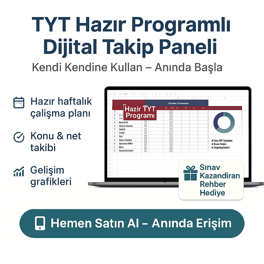 TYT 90 Günlük Hazır Program + Takip,  Gelişim Sistemi